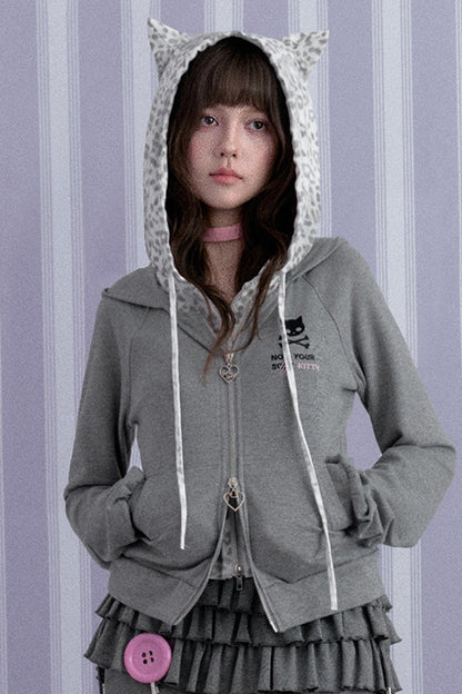 Leopard Print Layered Hoodie Jacket