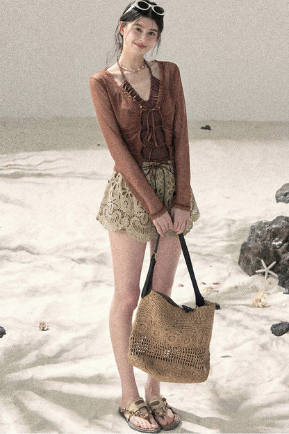 Lace Halter Two-Piece Set-Up