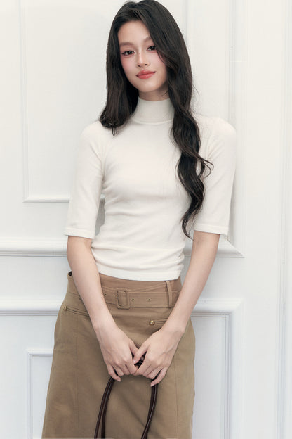 High-Waisted A-Line Midi Skirt