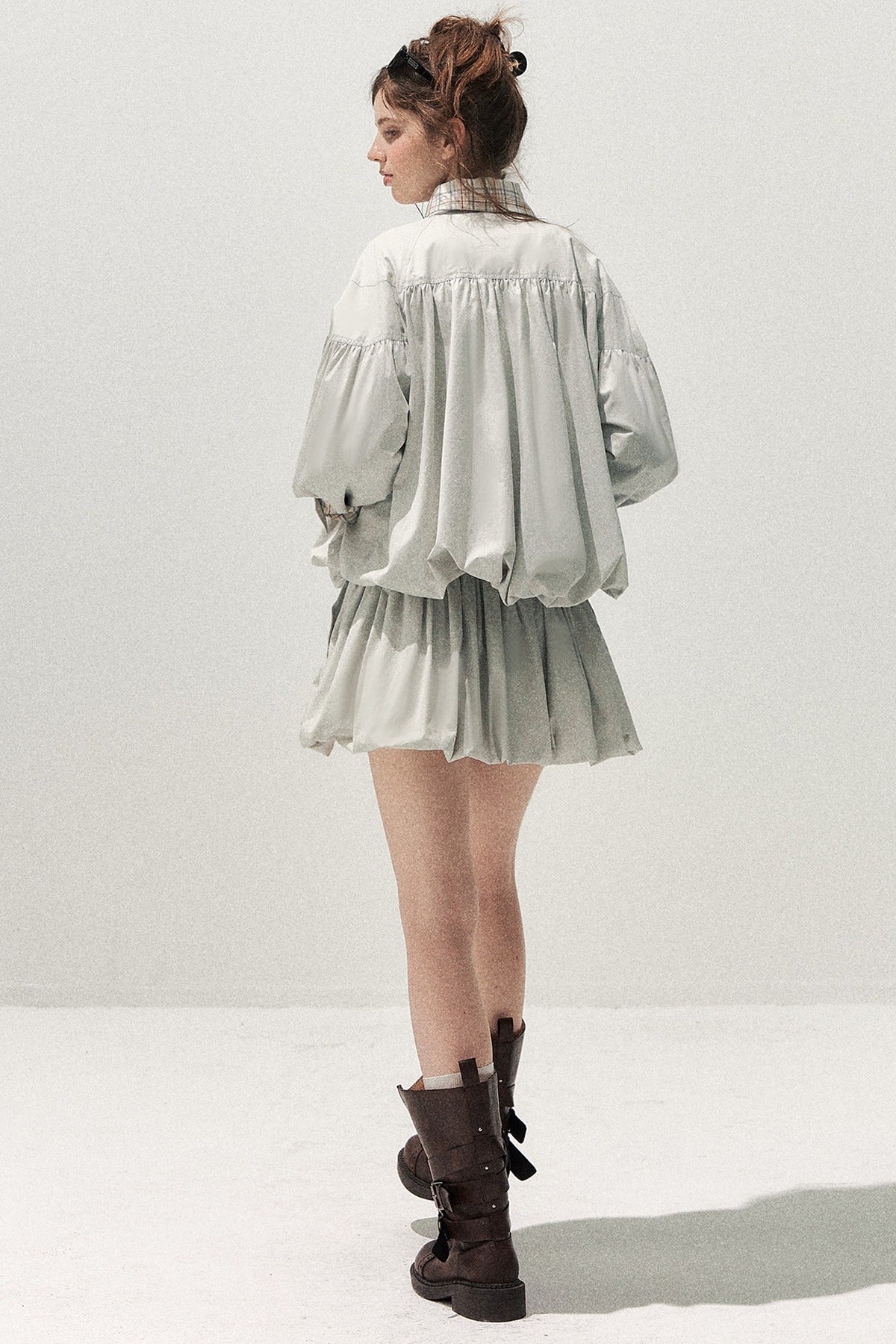 Plaid Trench Coat and Skirt Set-Up