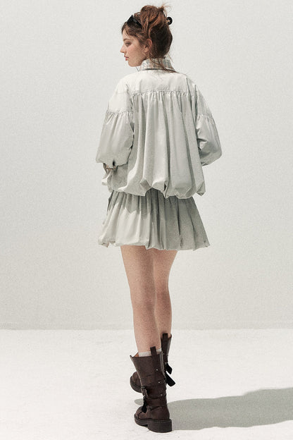 Plaid Trench Coat and Skirt Set-Up