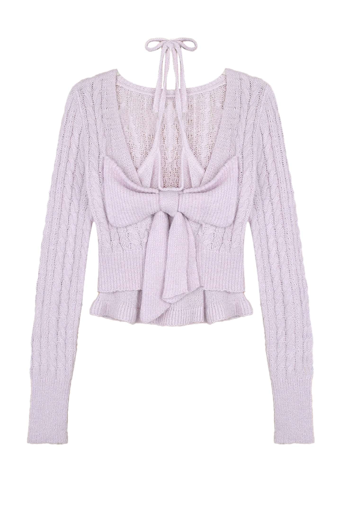 Two-In-One Bow Sweater and Polka Dot Lace Puff Skirt Set-Up