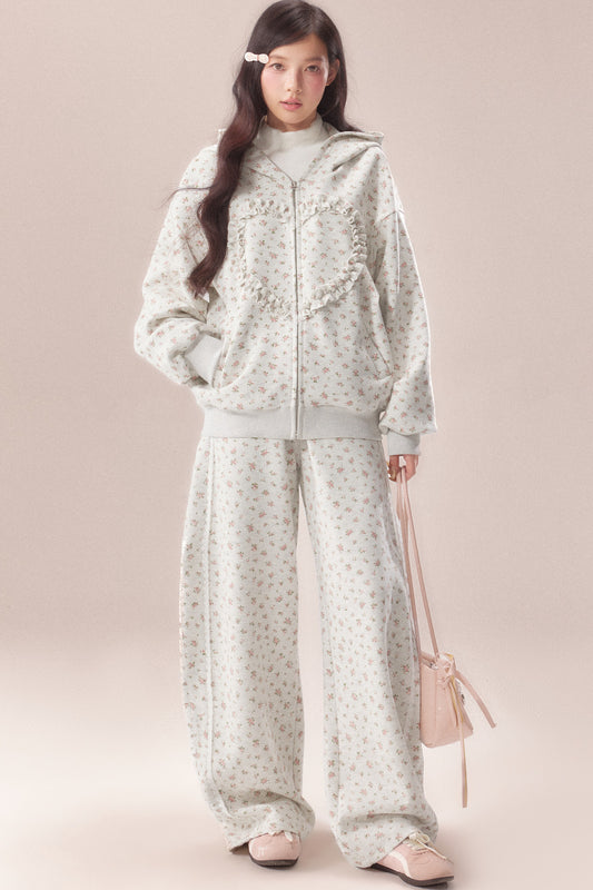 Floral Heart Hoodie and Scimitar Pants Set-Up
