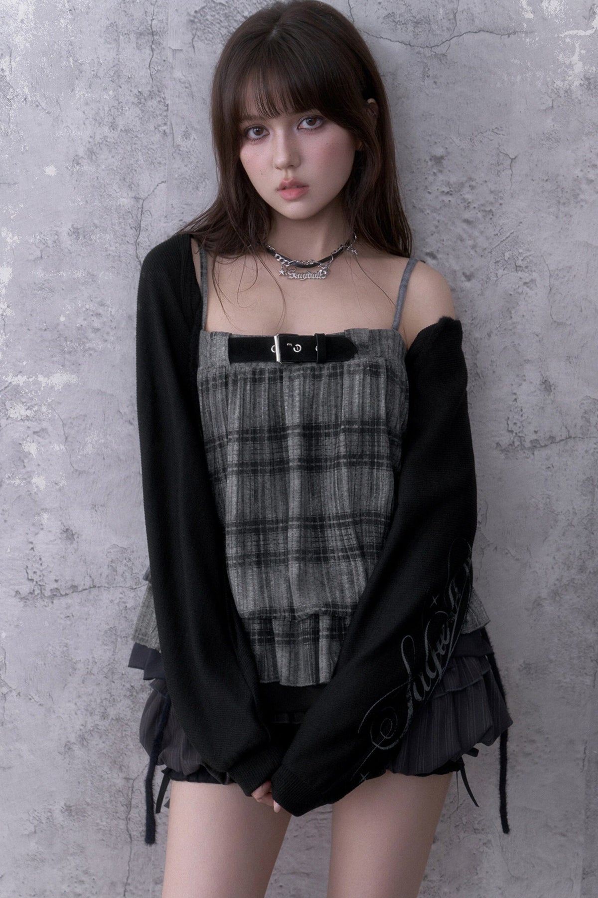 Plaid Camisole and Cover-Up Set-Up