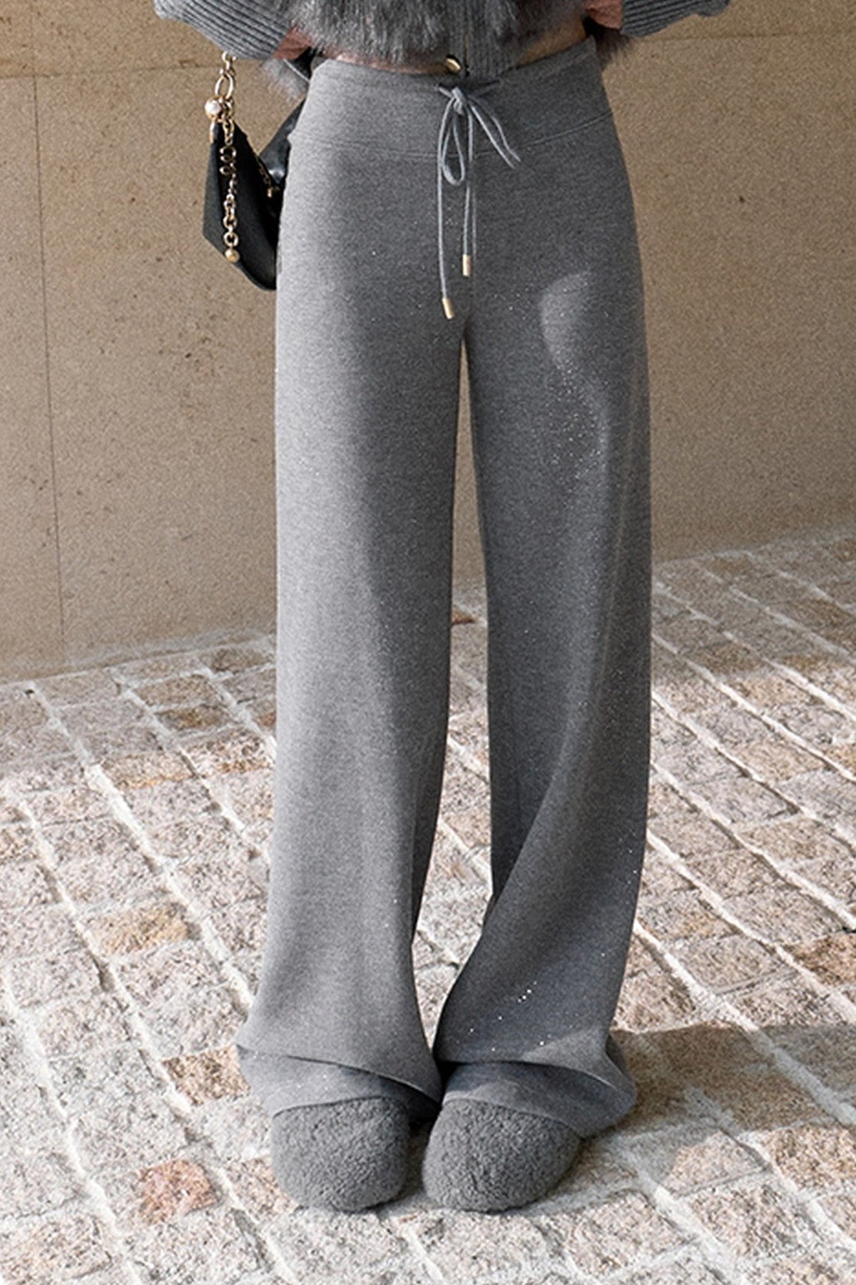 Silver Sprinkle Drawstring Waist Flared Pants