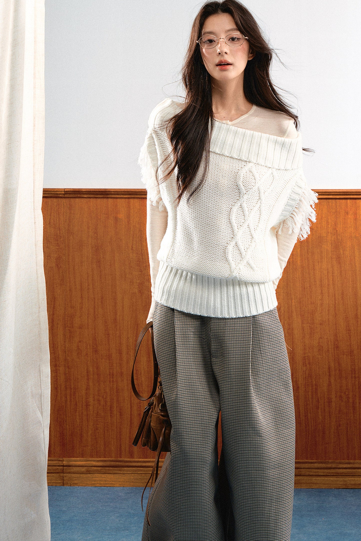 Korean Slanted Shoulder Sweater
