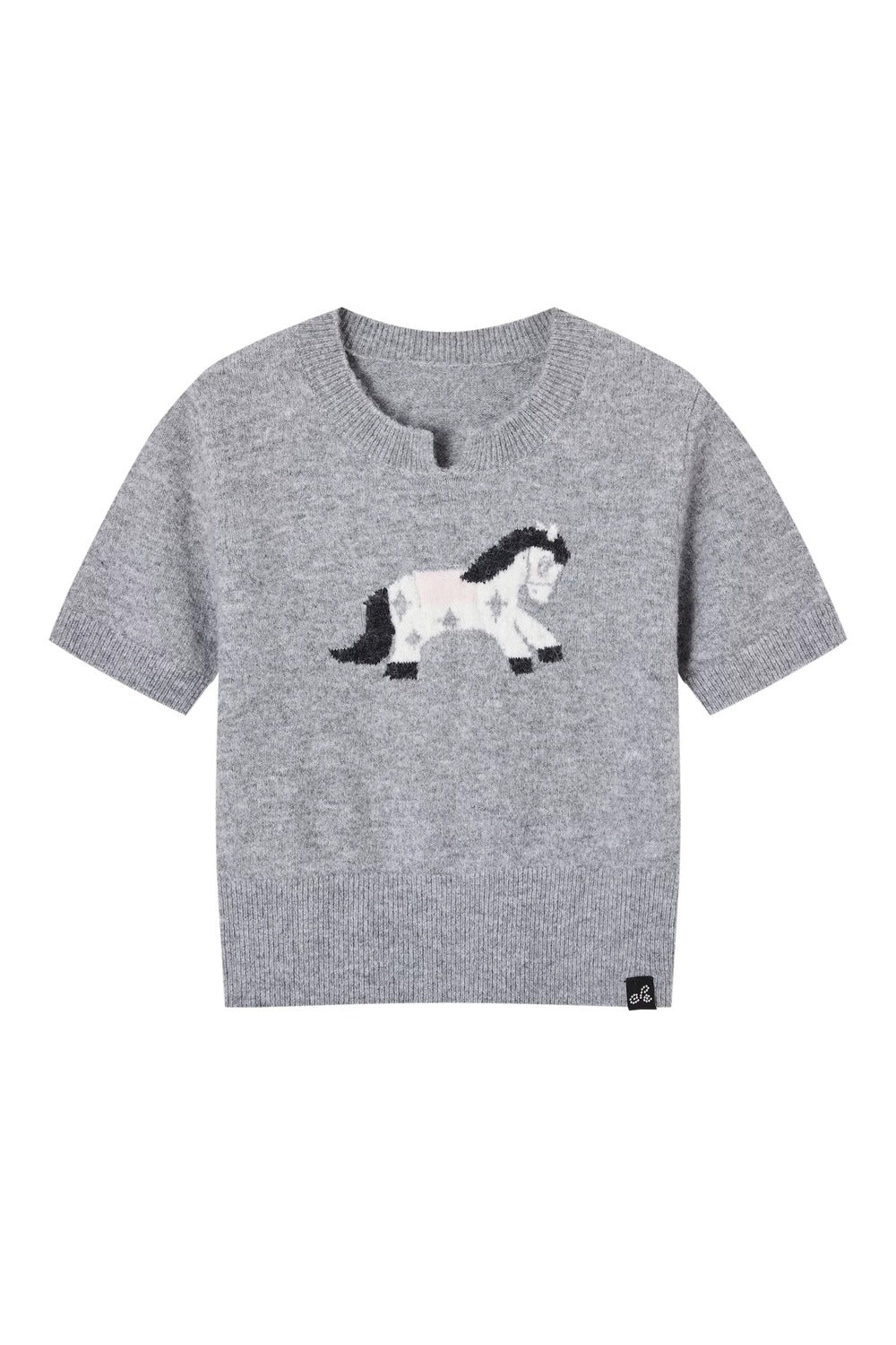 Haut à manches courtes en jacquard à motif poney