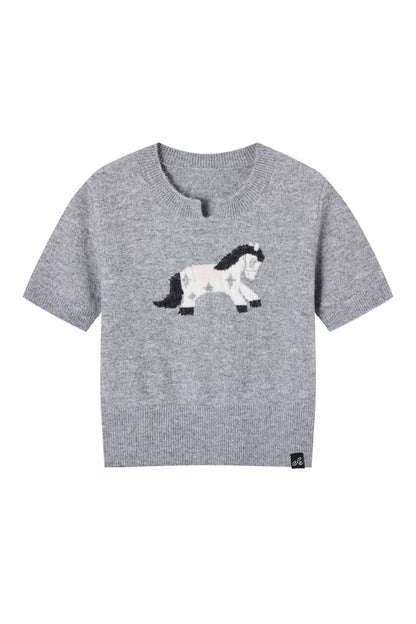 Haut à manches courtes en jacquard à motif poney