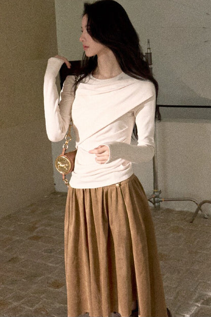 Asymmetrical Tidal Marsh Vein Knit Top
