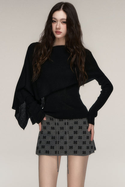 Weiches Windcape-Pullover-Strickoberteil