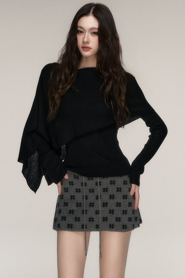 Soft Wind Cape Pullover Knit Top