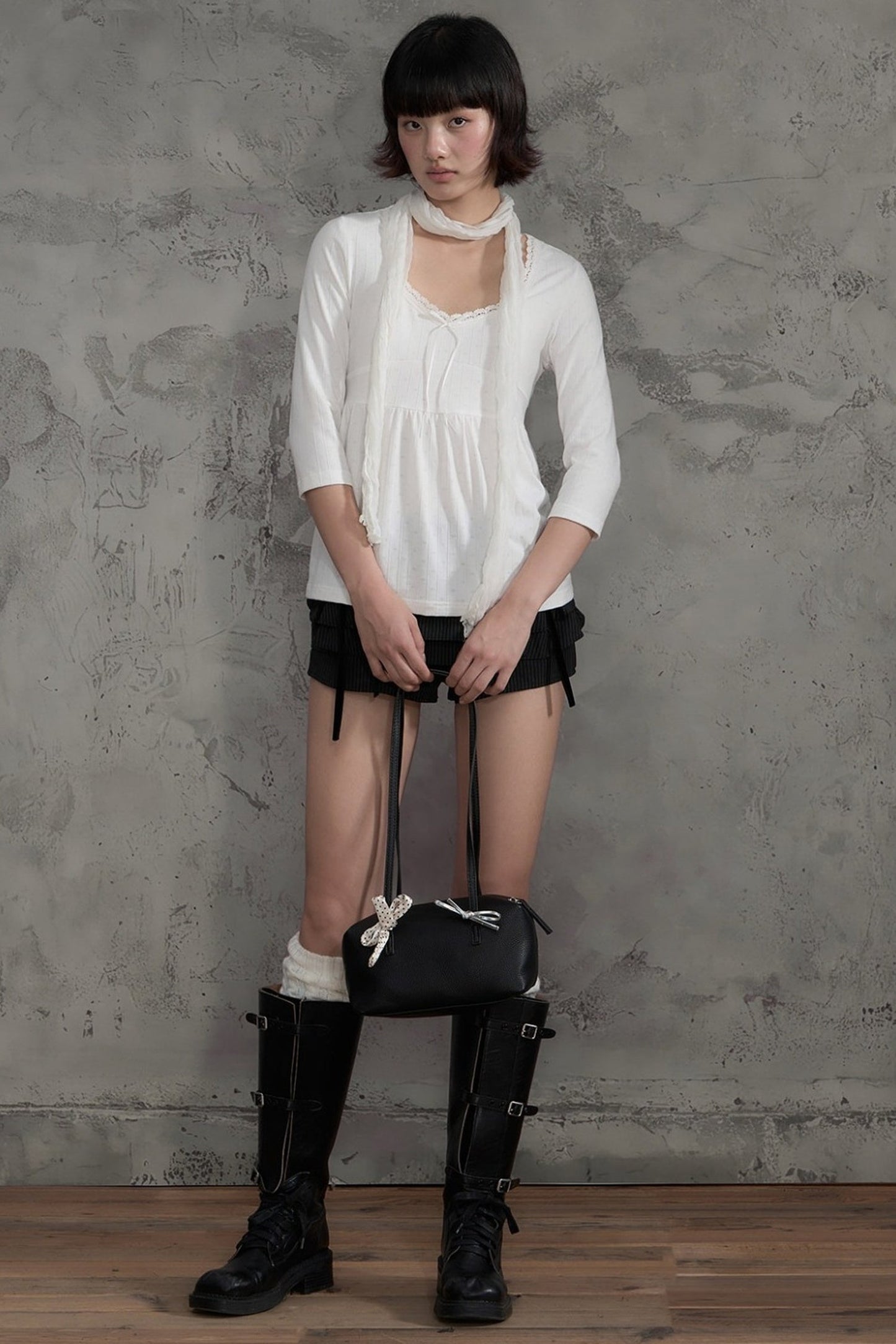 White Lace V-Neck T-Shirt