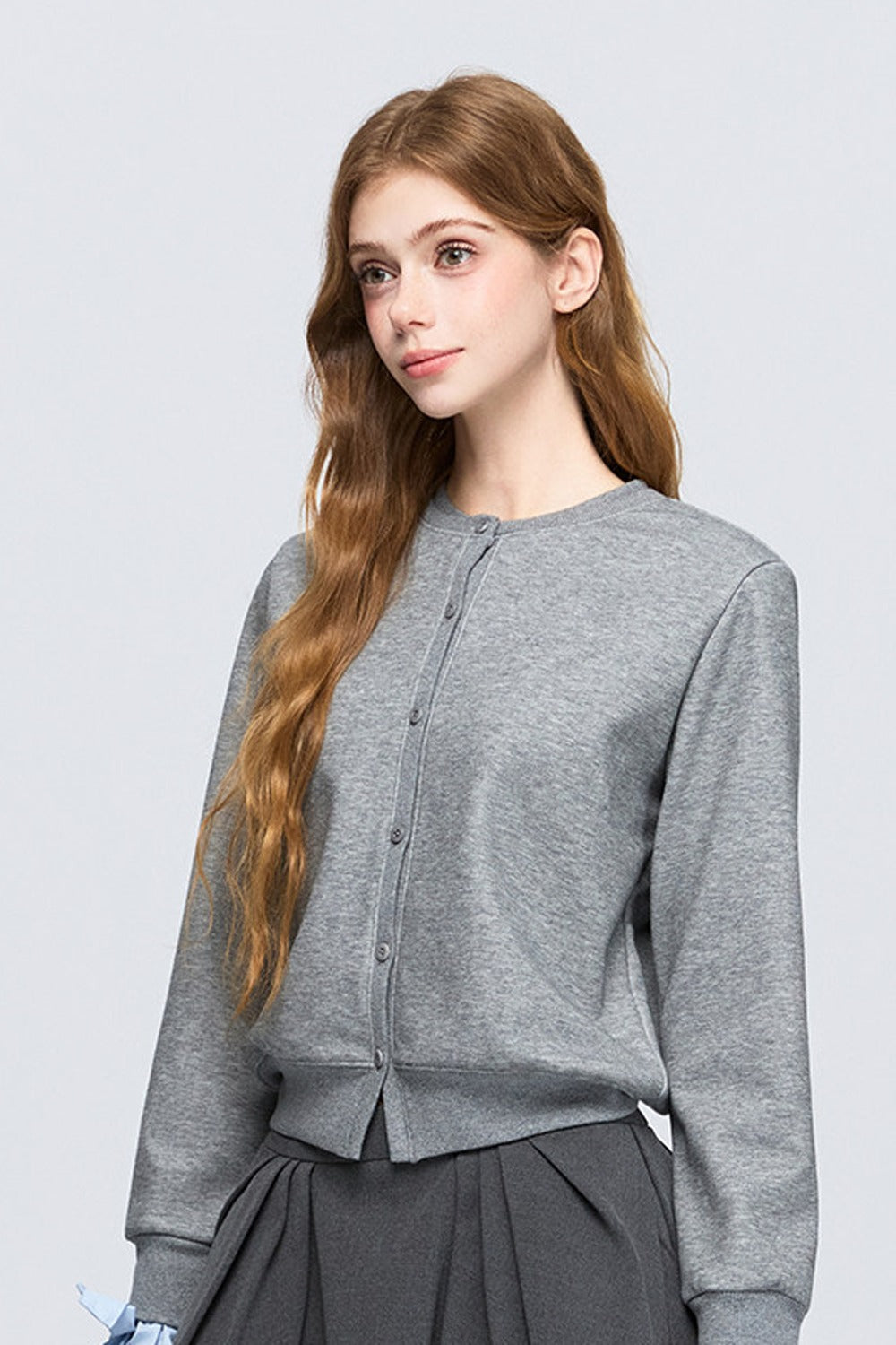 Layered-Look Bow Knit Cardigan