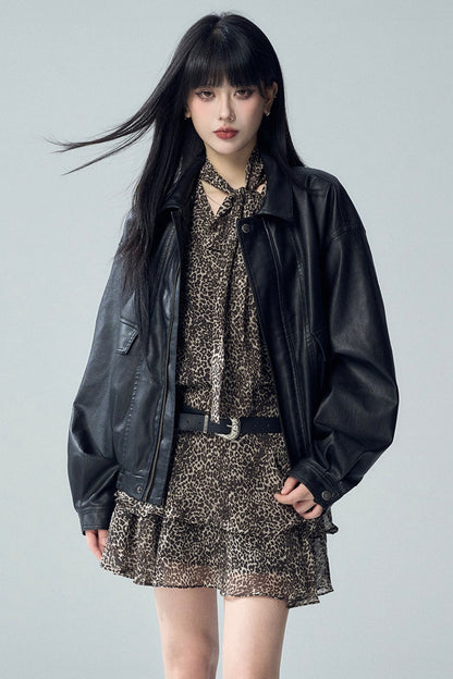 Short Black Leather Jacket