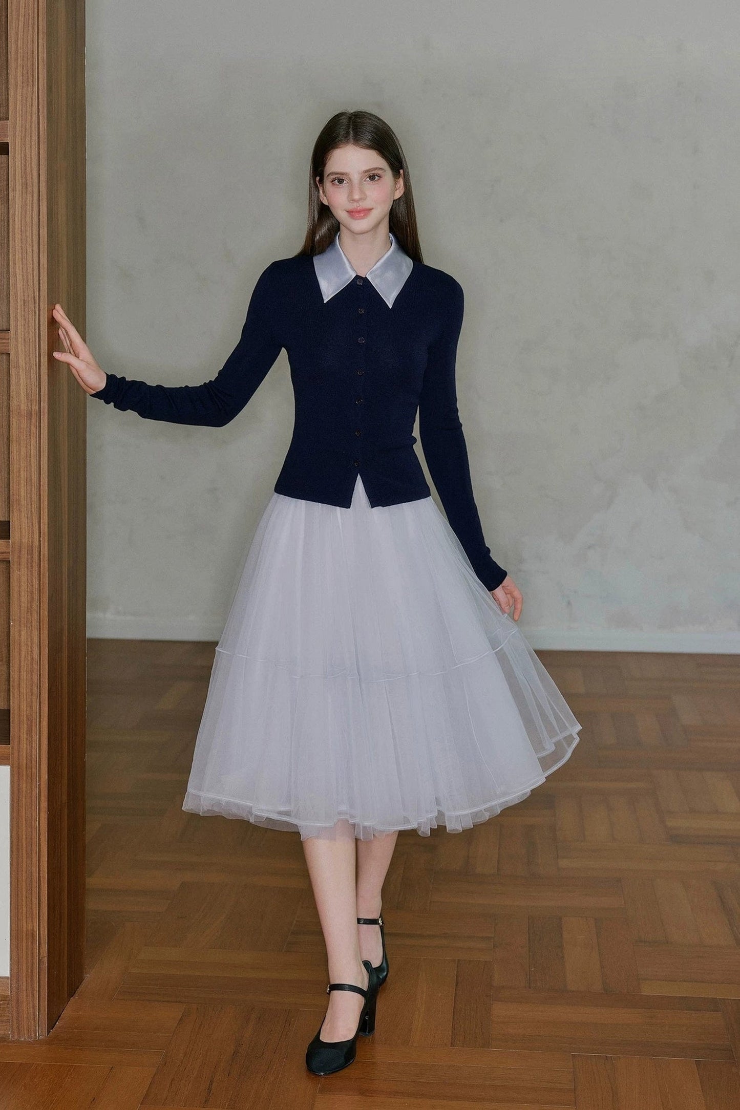 Spliced Acetate Collar Cardigan