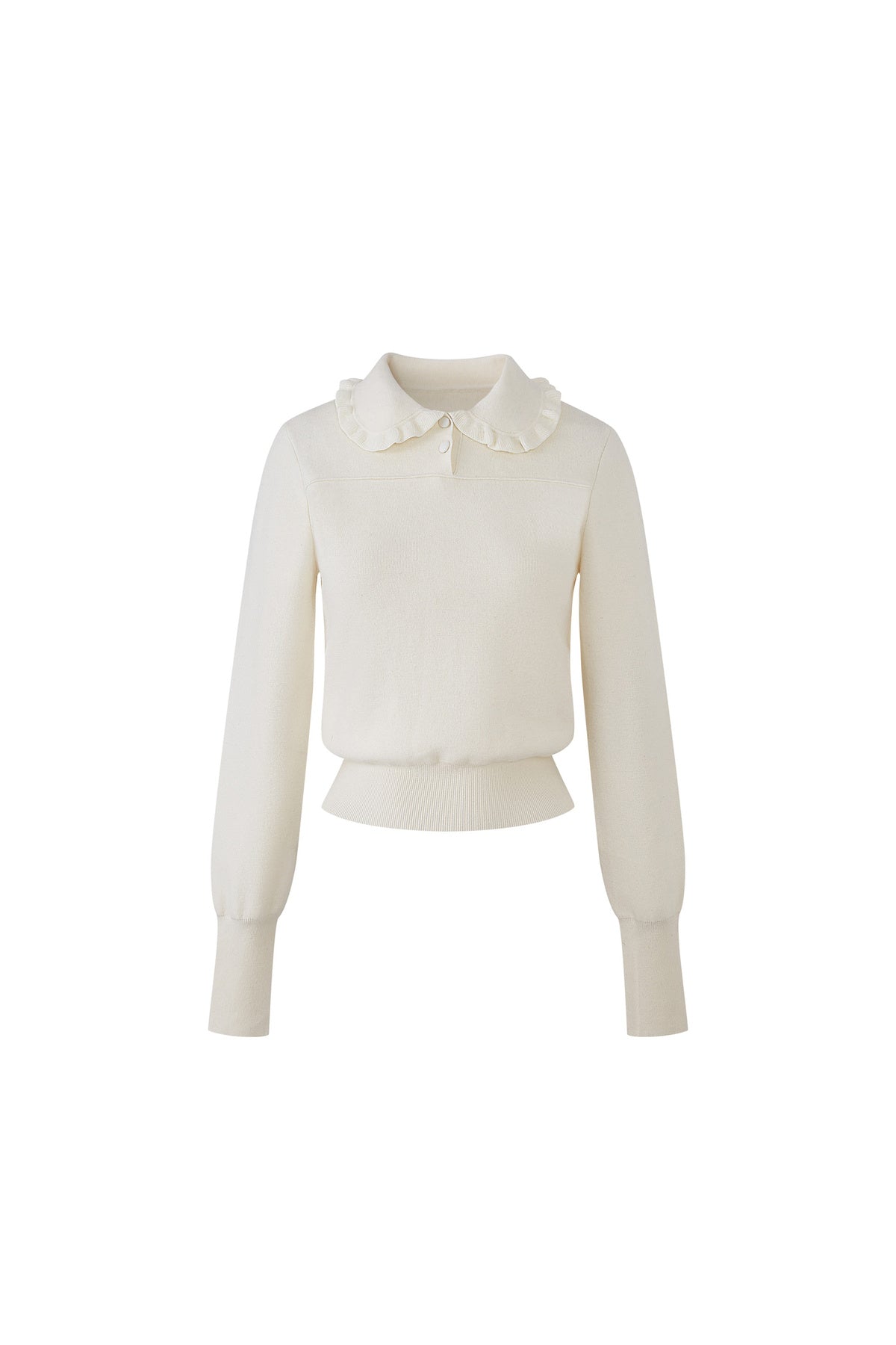 Wool Blend Ruffled Doll Collar Top