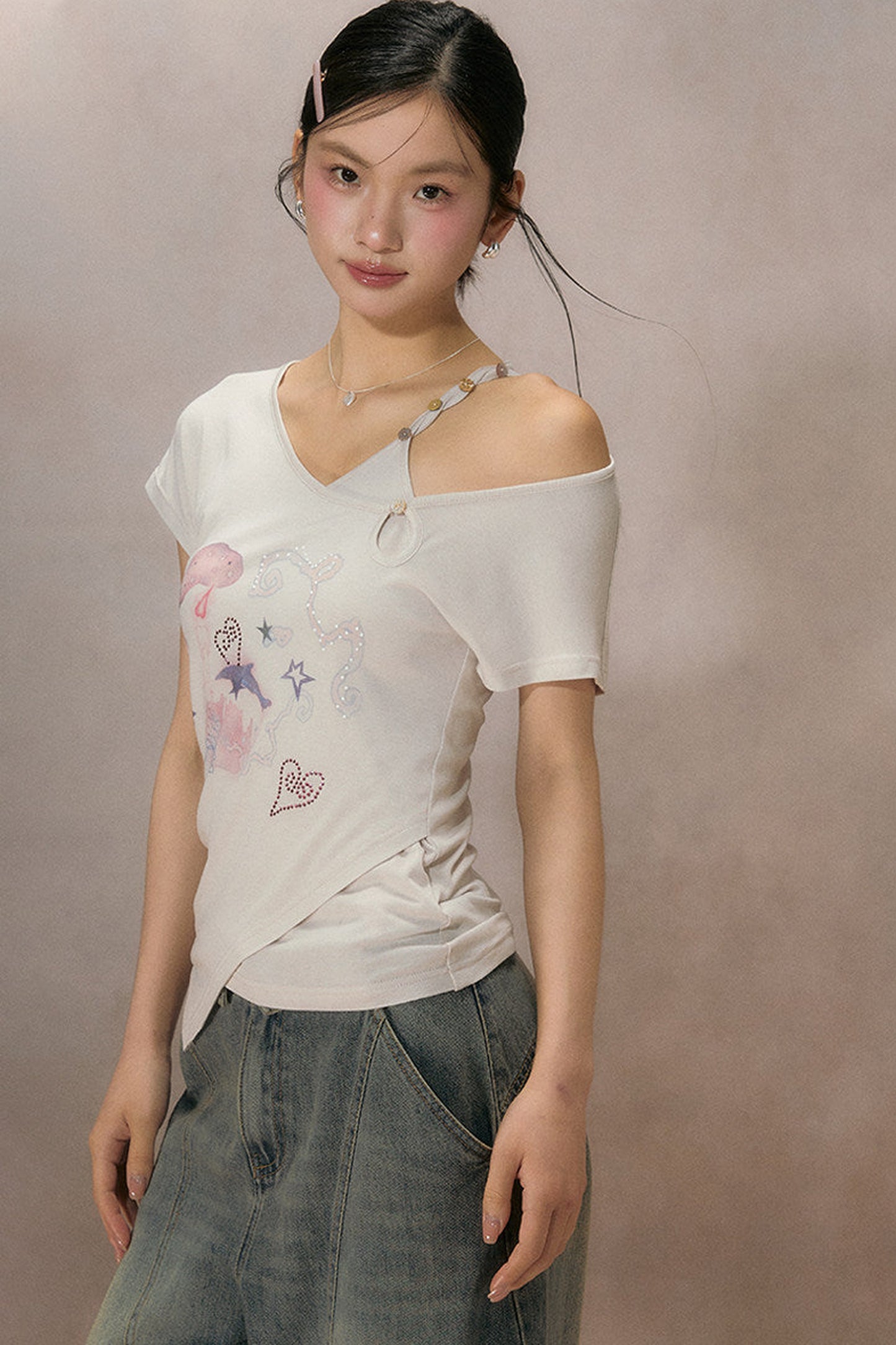 Sternenlicht-Traum schulterfreies T-Shirt