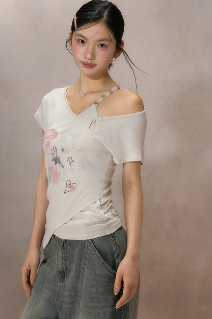 Sternenlicht-Traum schulterfreies T-Shirt