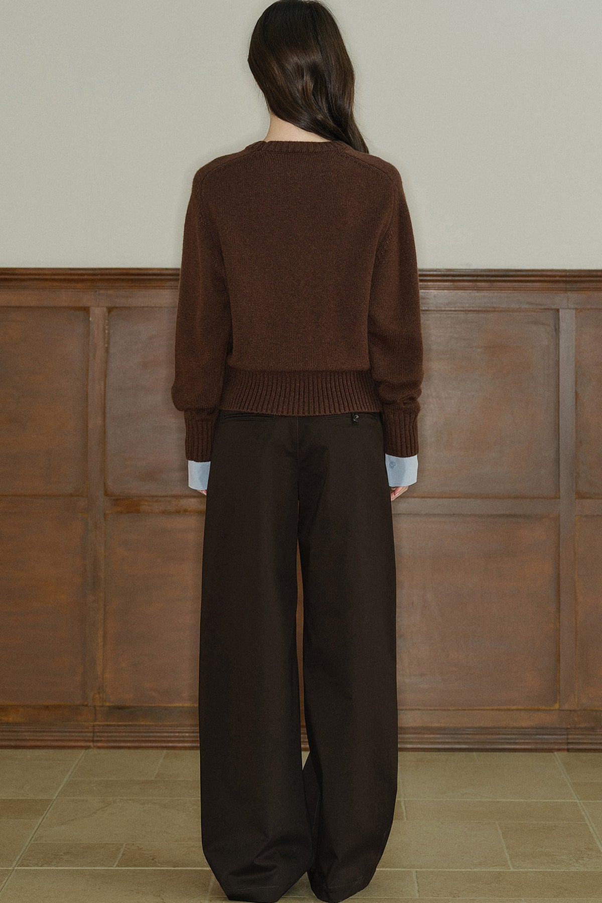 Pantalon taille basse à jambes larges