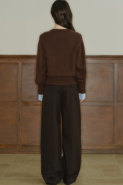 Pantalon taille basse à jambes larges