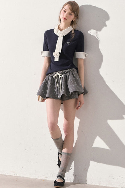 Handmade Floral Tie Knit Top