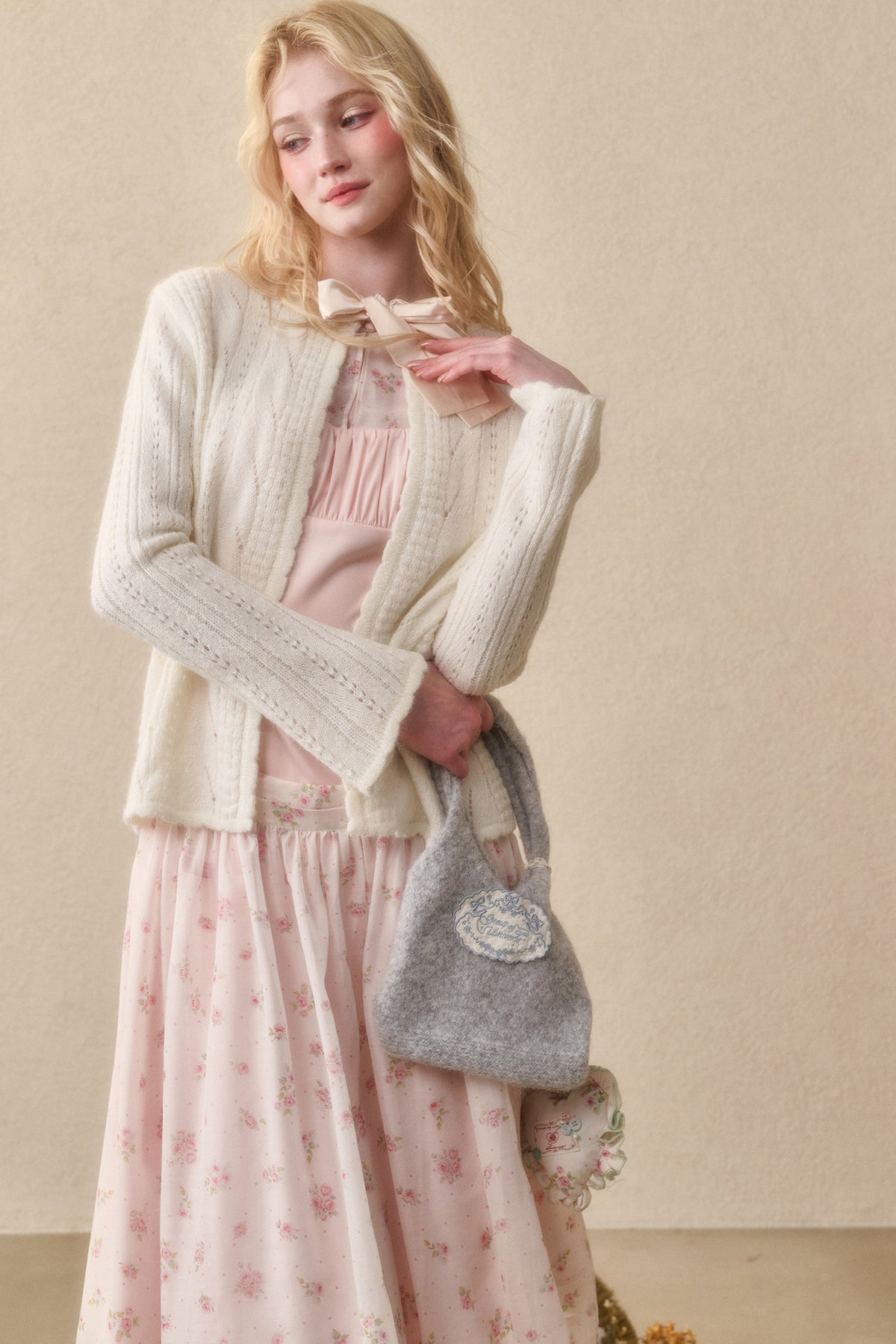 Ribbon Soft Wool Knit Cardigan