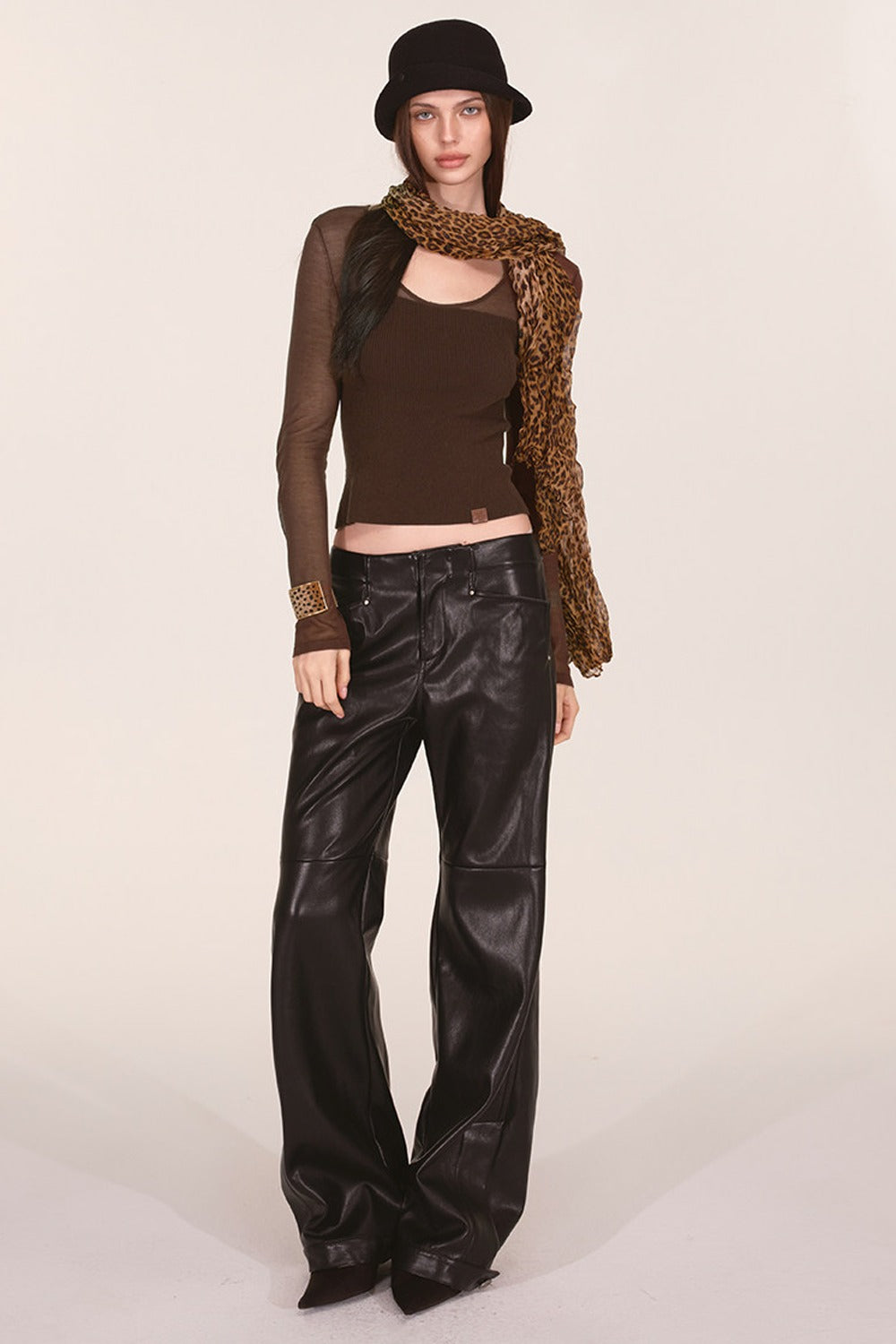 Leopard Print Irregular Pleated Scarf Shawl