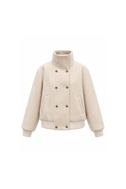 Double-Breasted Wool Jacket and Skirt Set-Up
