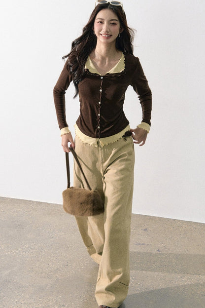 Miu-Style Collared Knit Sweater