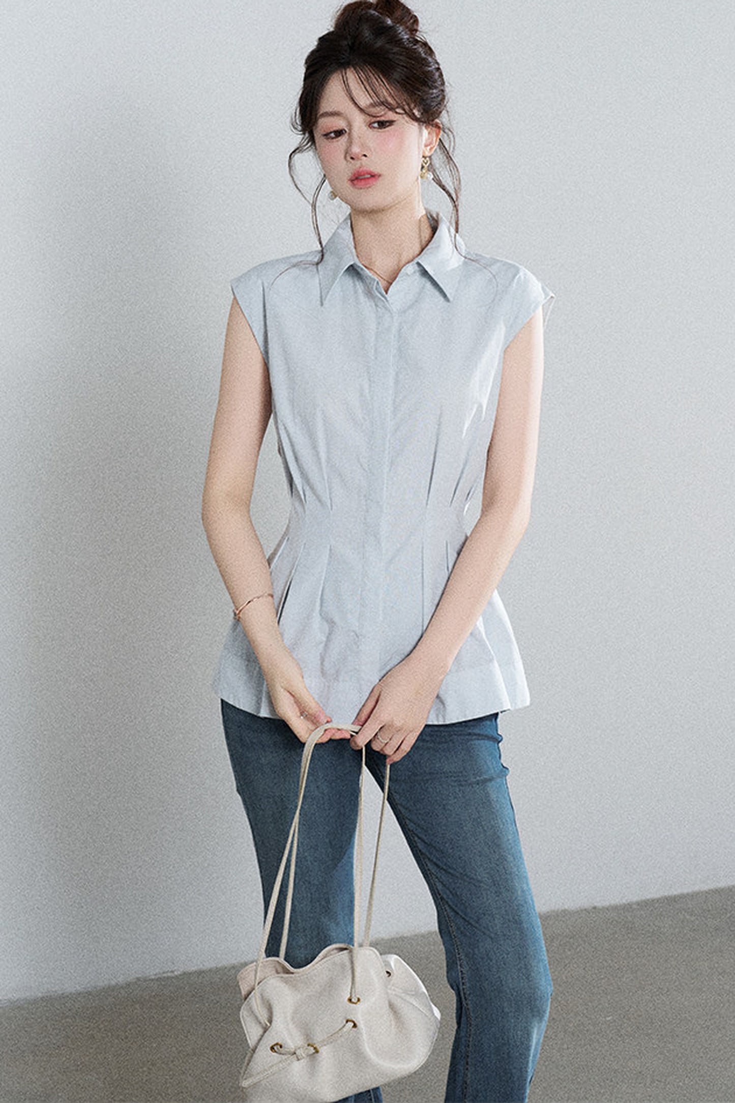 Pleated Shirt and Mini Skirt Set-Up