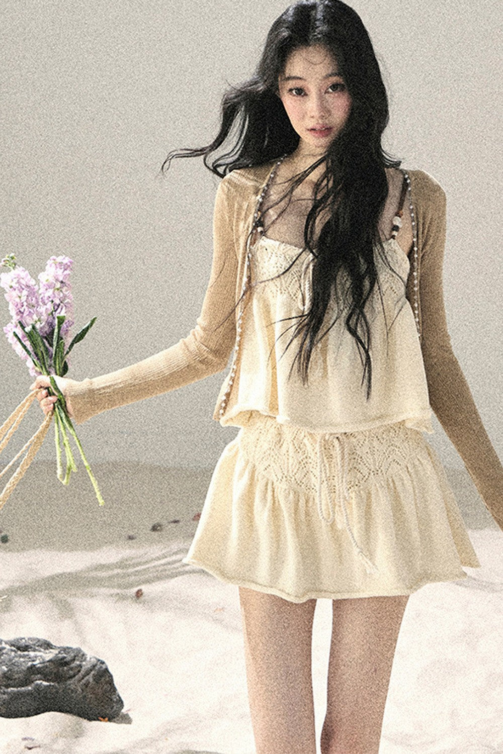 French Sun Protection Knit Cardigan Set