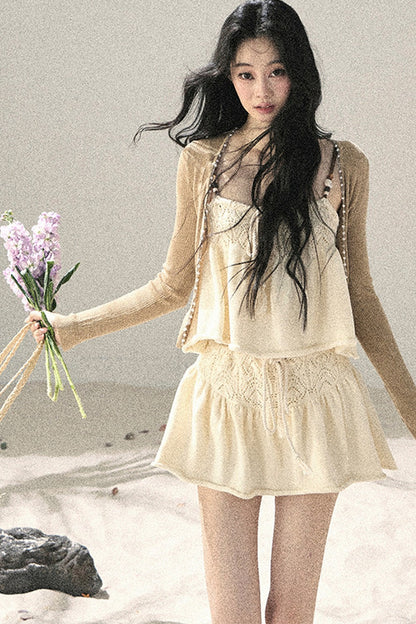 French Sun Protection Knit Cardigan Set