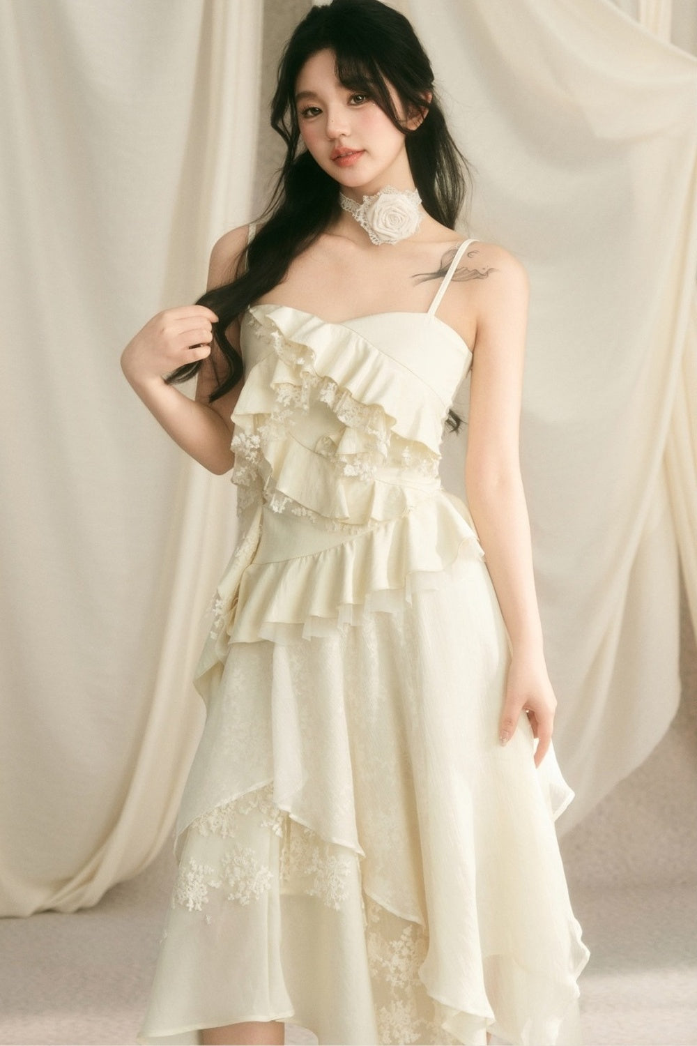 Rose Wave Layered Camisole and Skirt Set-Up