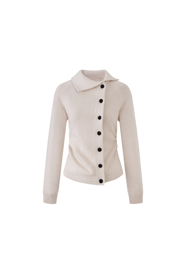Large Lapel Wool Blend Knit Top