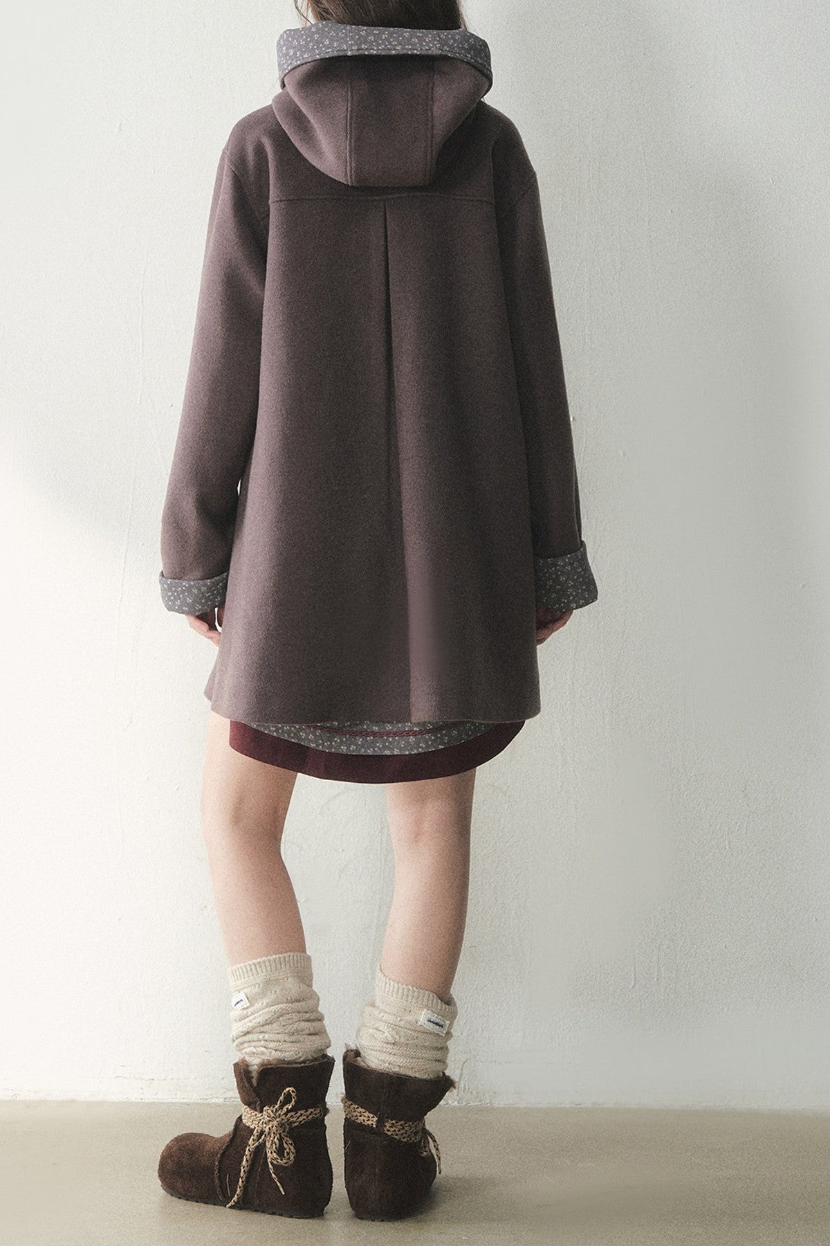 Double-Breasted Woolen Hooded Coat