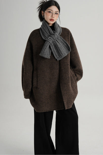 Scarf Collar Double-Sided Wool Coat