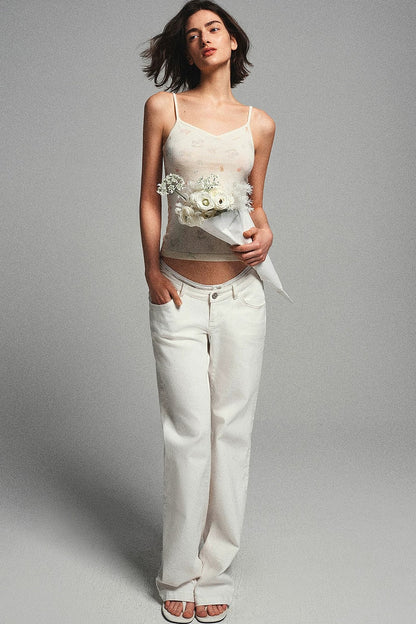 Low Waist Flare Cotton Pants