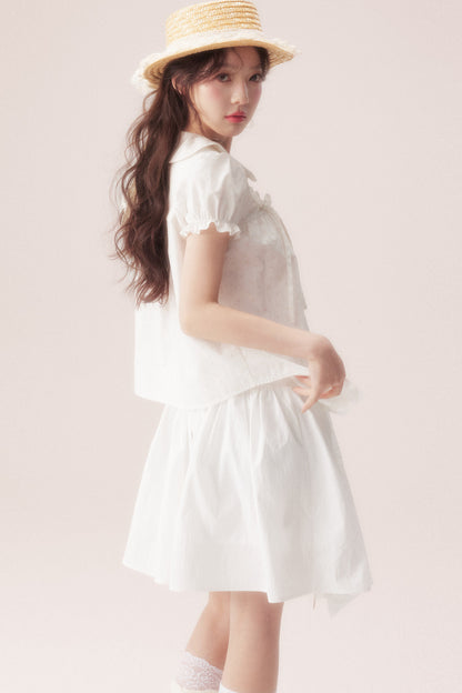 Floral Shirt and Bow Skirt Set-Up