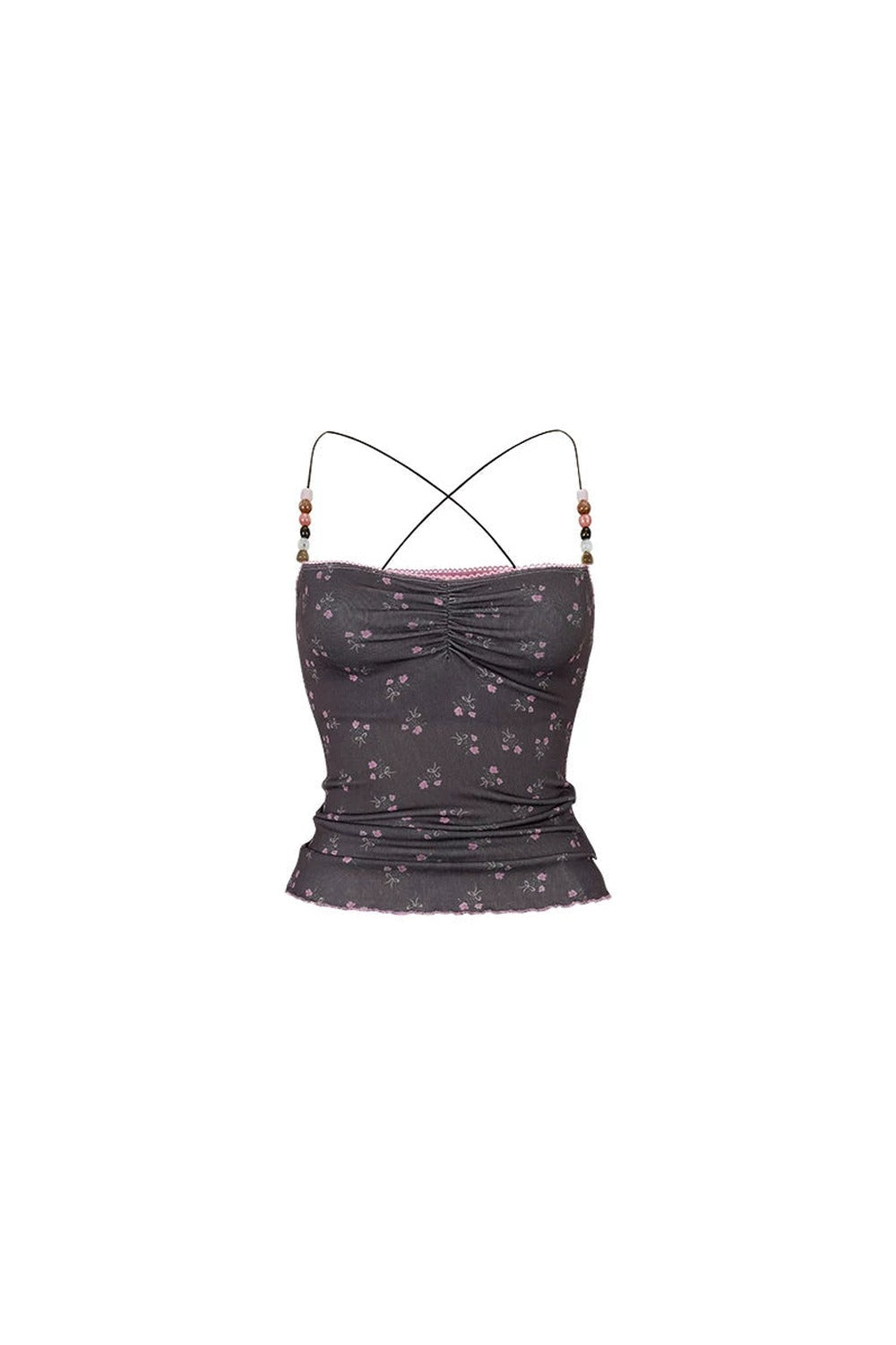 Camisole-Top mit Perlen und Blumenmuster