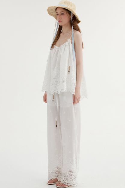 Lace Camisole and Wide-Leg Pants Set-Up