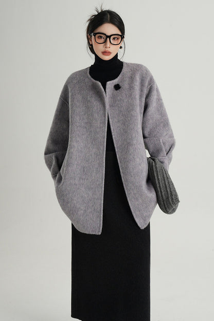 Scarf Collar Double-Sided Wool Coat