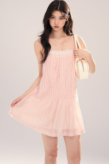 Suspender Dress with Lantern Sleeve Shawl Cardigan Set-Up
