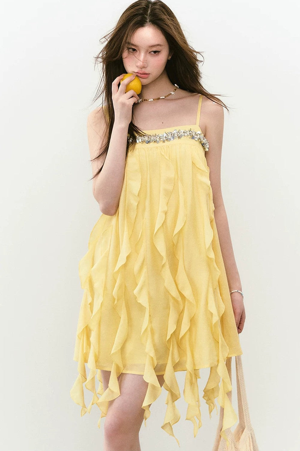 Heavy Beading Acetate Dress