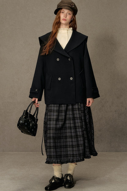 Plaid Tweed Midi Skirt