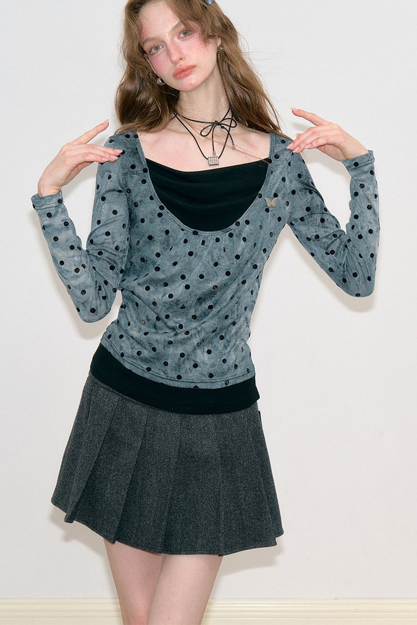 Polka Dot T-Shirt Knit Top
