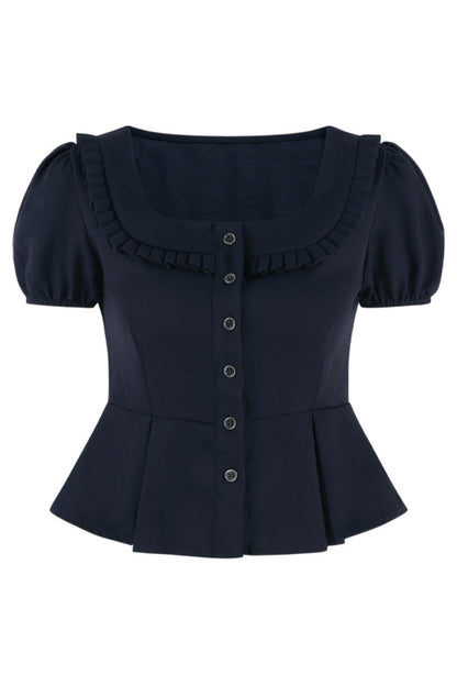 Ensemble chemise à manches courtes et jupe à pois