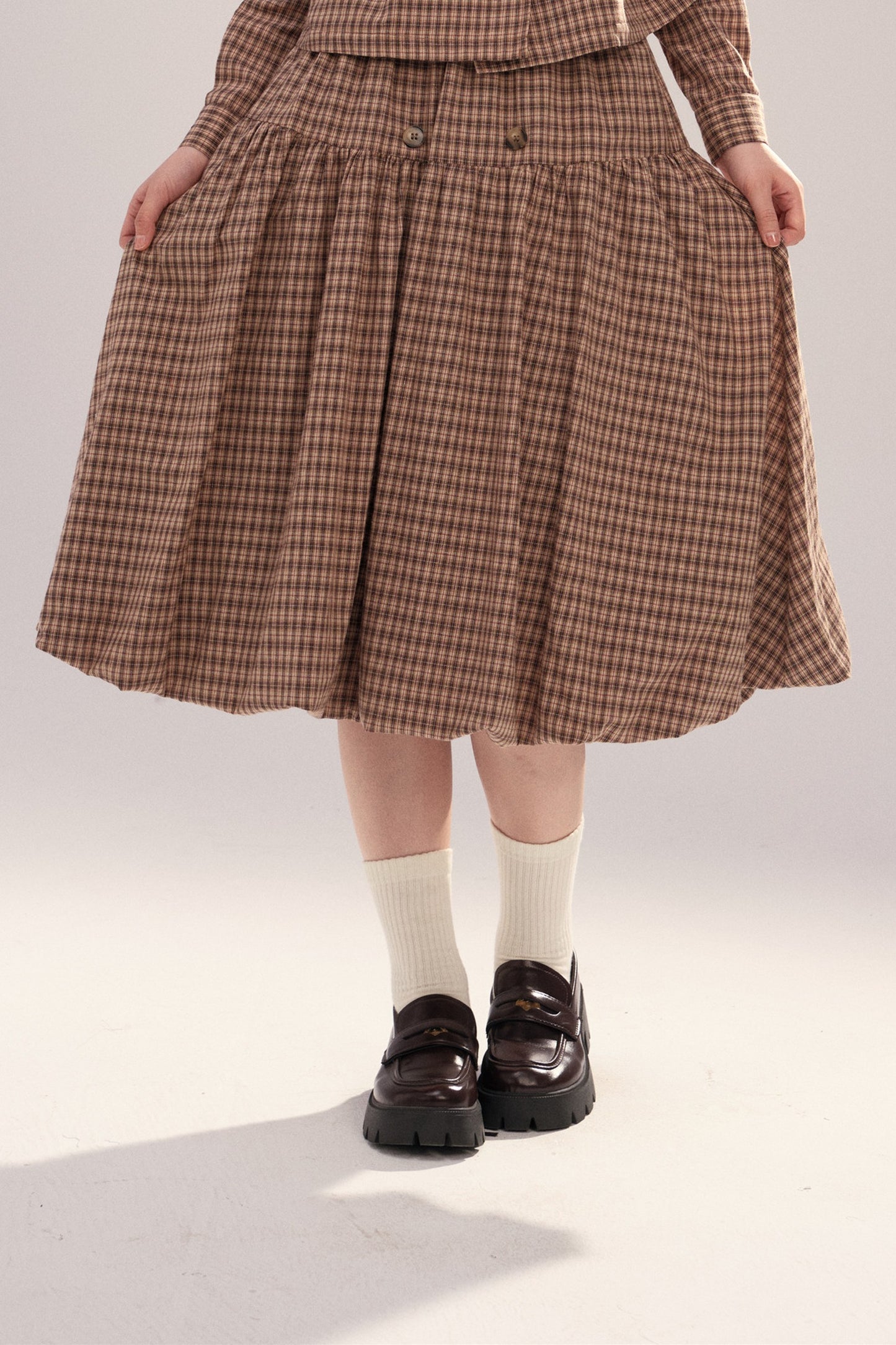 Retro Plaid Bubble Skirt