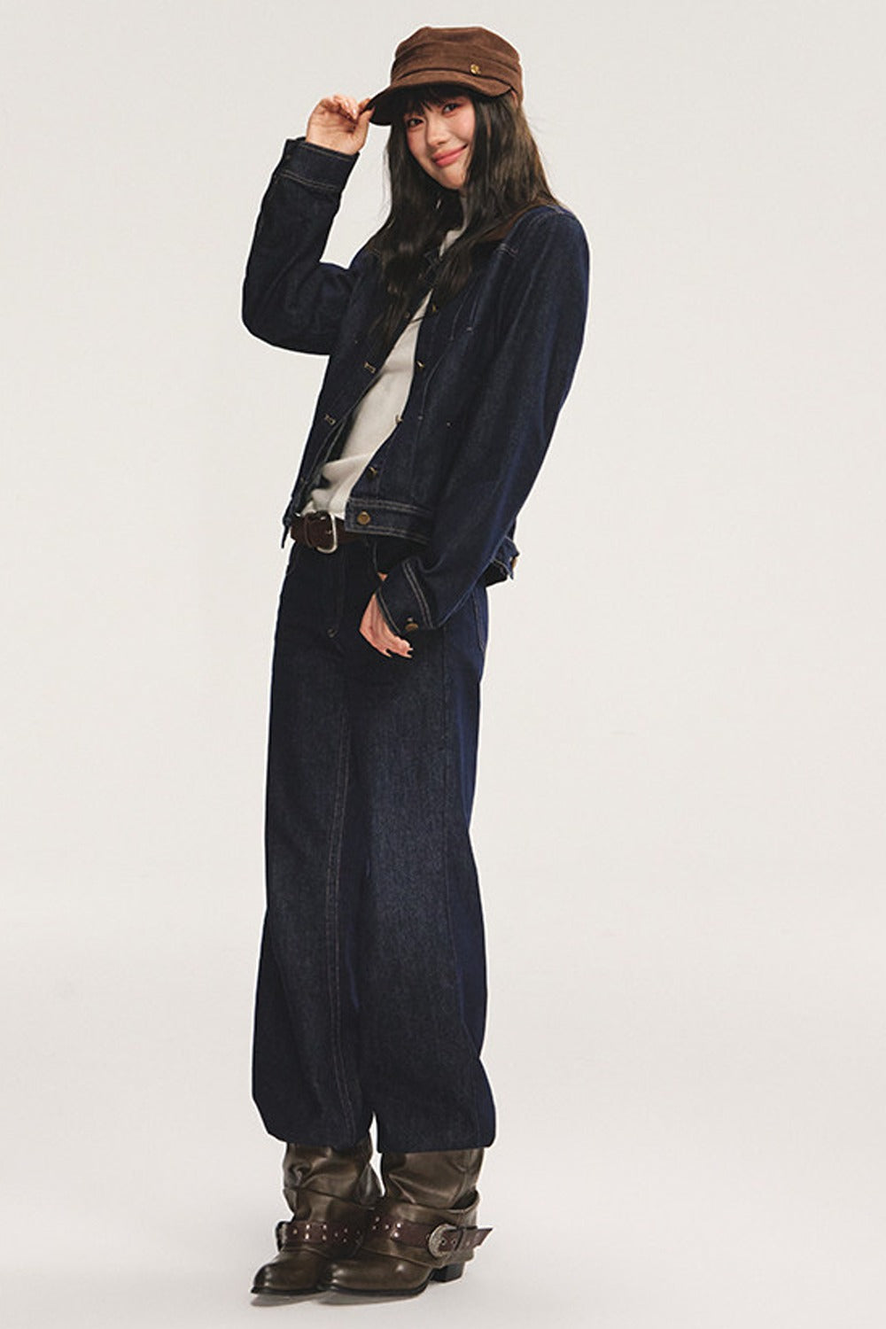 Retro Lapel Cotton-Padded Denim Jacket