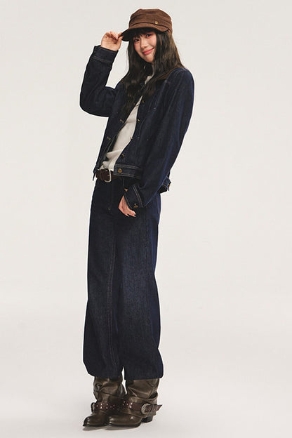Retro Lapel Cotton-Padded Denim Jacket