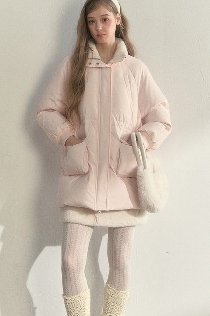 Cloud Scarf Hat Mid-Length Down Jacket